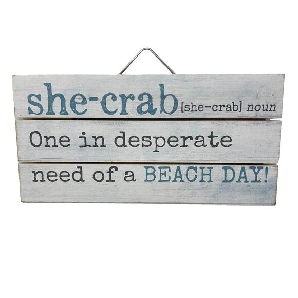 CounterArt "She Crab" Decorative Slatted Pallet Wood Sign 12" x 6" - Picture 1 of 6